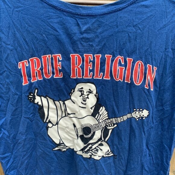 True Religion BIG LOGO T Shirt XXXL Blue - Picture 4 of 4